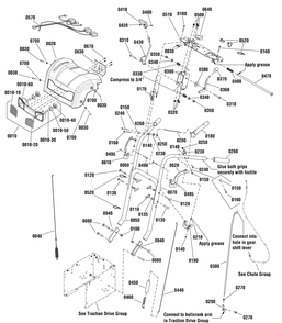 Handles And Controls Group Diagram and Parts List for 1696155-00-924MD 2012 Briggs and Stratton Snow Blower